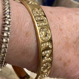 KATE SPADE NEW WOT + NEVER WORN GOLD-TONE+PAVÈ”BONJOUR MONSIEUR” BANGLE BRACELET